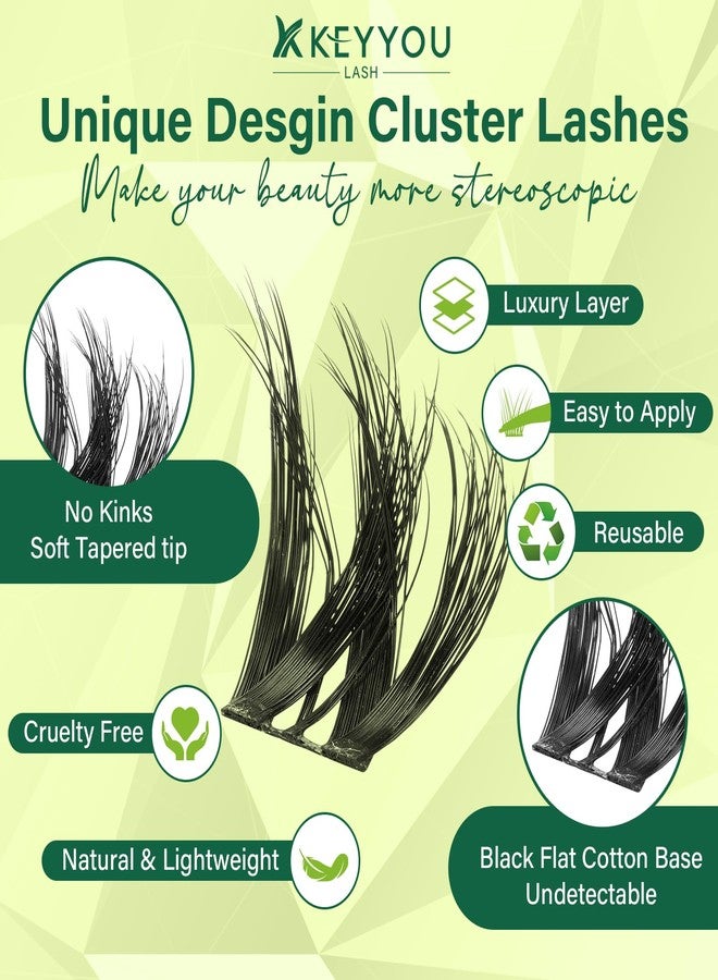 KEYYOU Lash Clusters 3D Effect Eyelash Clusters 144pcs D Curl Wispy Lashes Cluster 8-18MIX Natural Soft DIY Lash Extension at Home(PuffSilk V3D01-D-8-18MIX) - Image 2